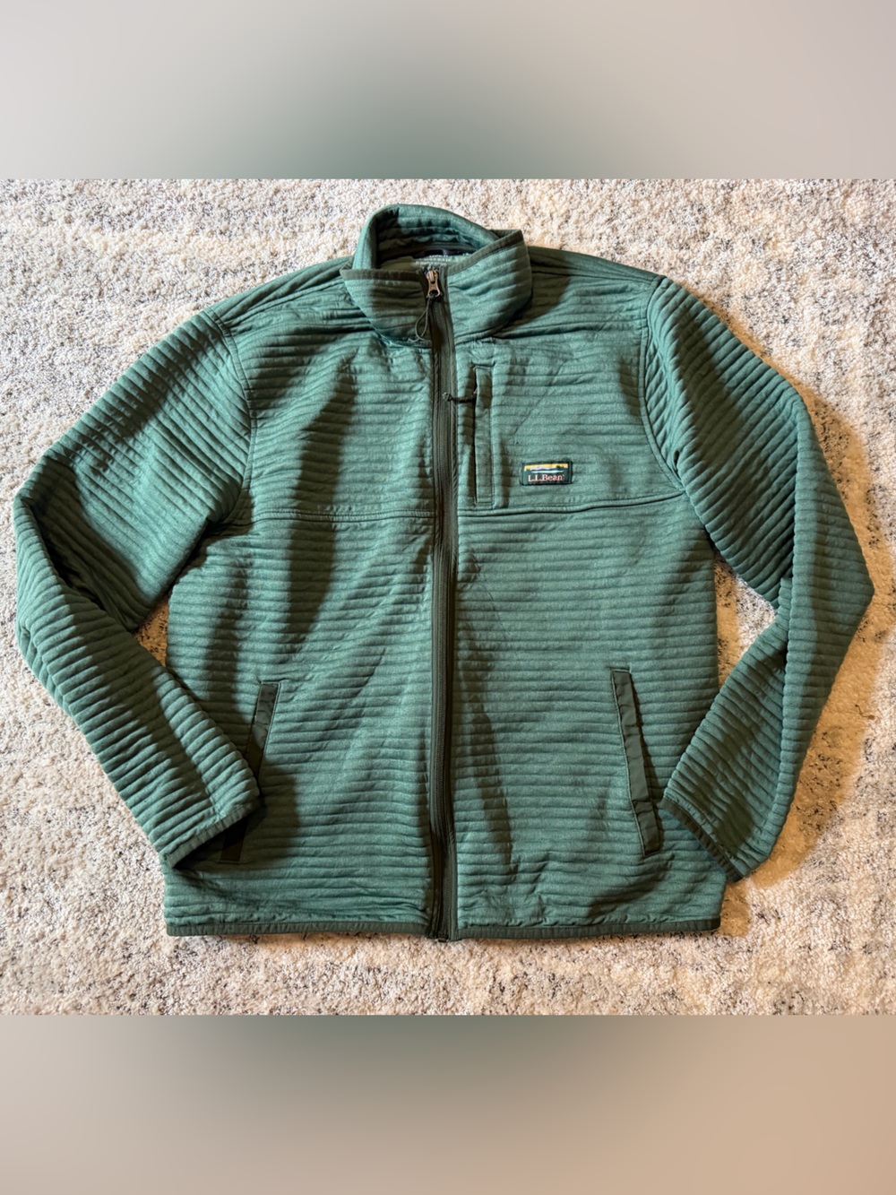 LL BEAN Men’s Green Quilted Full-Zip Jacket